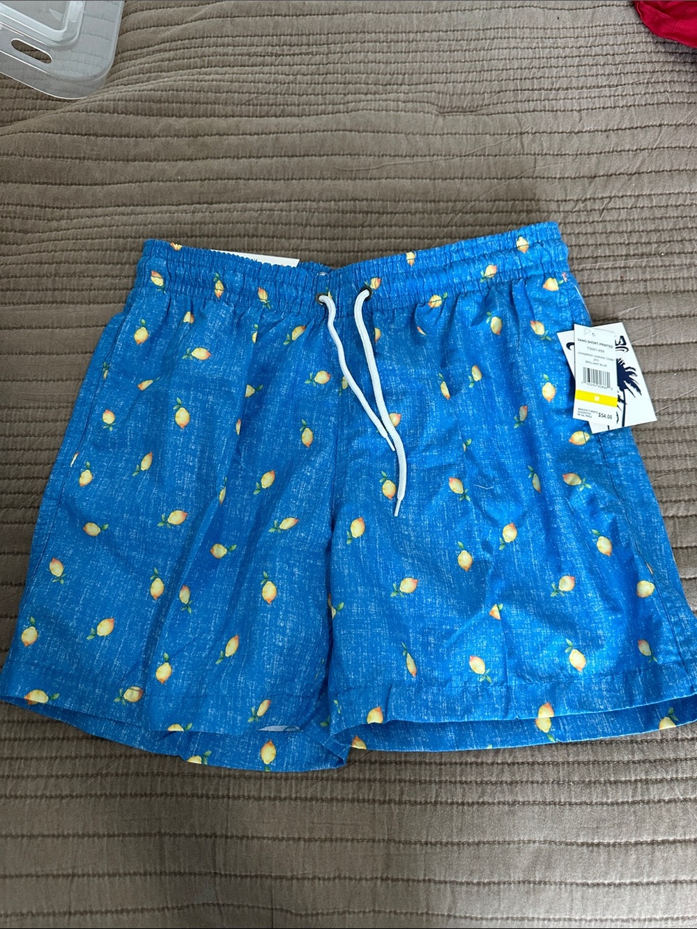 Surf & Swim Co. Blue w/Lemons Trunks/Shorts w/pockets sz Med